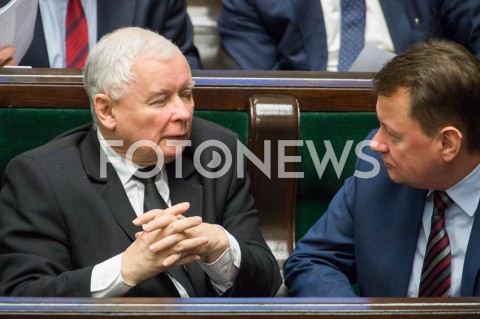  16.01.2019 WARSZAWA SEJM<br />POSIEDZENIE SEJMU<br />N/Z JAROSLAW KACZYNSKI MARIUSZ BLASZCZAK<br /> 