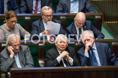  16.01.2019 WARSZAWA SEJM<br />POSIEDZENIE SEJMU<br />N/Z RYSZARD TERLECKI JAROSLAW KACZYNSKI JAROSLAW GOWIN<br /> 