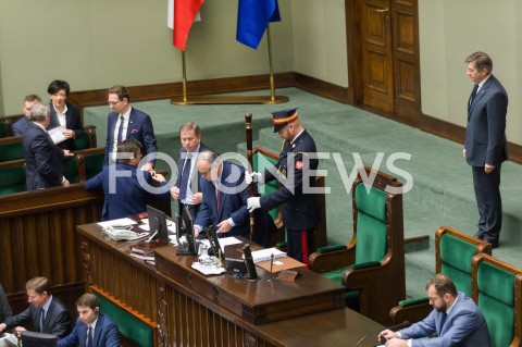  16.01.2019 WARSZAWA SEJM<br />POSIEDZENIE SEJMU<br />N/Z MARSZALEK SEJMU MAREK KUCHCINSKI LASKA MARSZALKOWSKA<br /> 