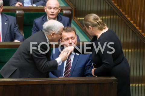  16.01.2019 WARSZAWA SEJM<br />POSIEDZENIE SEJMU<br />N/Z MARIUSZ BLASZCZAK JAROSLAW KACZYNSKI KRYSTYNA PAWLOWICZ<br /> 