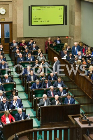  16.01.2019 WARSZAWA SEJM<br />POSIEDZENIE SEJMU<br />N/Z POSLOWIE GLOSOWANIE SALA WIDOK VIEW JAROSLAW KACZYNSKI MARIUSZ BLASZCZAK RYSZARD TERLECKI<br /> 