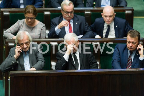  16.01.2019 WARSZAWA SEJM<br />POSIEDZENIE SEJMU<br />N/Z RYSZARD TERLECKI JAROSLAW KACZYNSKI MARIUSZ BLASZCZAK<br /> 