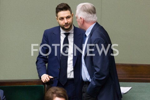  16.01.2019 WARSZAWA SEJM<br />POSIEDZENIE SEJMU<br />N/Z PATRYK JAKI JAROSLAW GOWIN<br /> 