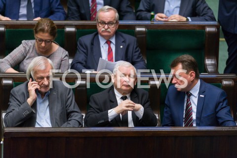  16.01.2019 WARSZAWA SEJM<br />POSIEDZENIE SEJMU<br />N/Z RYSZARD TERLECKI JAROSLAW KACZYNSKI MARIUSZ BLASZCZAK<br /> 