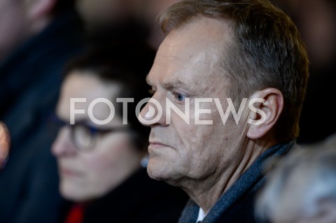  18.01.2019 GDANSK<br />MSZA SWIETA W INTENCJI ZMARLEGO PREZYDENTA PAWLA ADAMOWICZA W BAZYLICE MARIACKIEJ W GDANSKU<br />N/Z DONALD TUSK PORTRET<br /> 