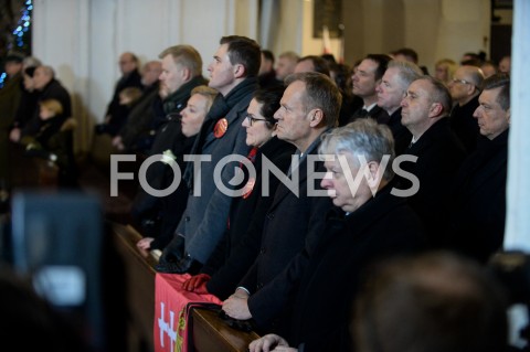  18.01.2019 GDANSK<br />MSZA SWIETA W INTENCJI ZMARLEGO PREZYDENTA PAWLA ADAMOWICZA W BAZYLICE MARIACKIEJ W GDANSKU<br />N/Z ALEKSANDRA DULKIEWICZ DONALD TUSK BOGDAN BORUSEWICZ GRZEGORZ SCHETYNA<br /> 