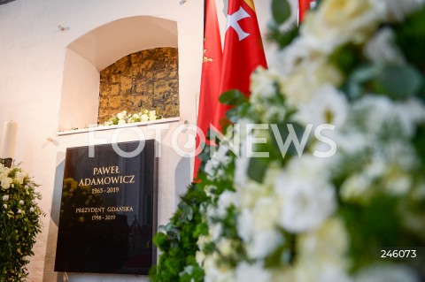  19.01.2019 GDANSK<br />CEREMONIA POGRZEBOWA ZAMORDOWANEGO PREZYDENTA GDANSKA PAWLA ADAMOWICZA W BAZYLICE MARIACKIEJ W GDANSKU<br />N/Z WNEKA W BAZYLICE GDZIE ZOSTANIE UMIESZCZONA URNA Z PROCHAMI PREZYDENTA<br /> 