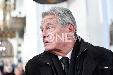  19.01.2019 GDANSK<br />CEREMONIA POGRZEBOWA ZAMORDOWANEGO PREZYDENTA GDANSKA PAWLA ADAMOWICZA W BAZYLICE MARIACKIEJ W GDANSKU<br />N/Z JOACHIM GAUCK BYLY PREZYDENT NIEMIEC<br /> 