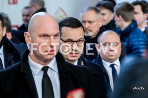  19.01.2019 GDANSK<br />CEREMONIA POGRZEBOWA ZAMORDOWANEGO PREZYDENTA GDANSKA PAWLA ADAMOWICZA W BAZYLICE MARIACKIEJ W GDANSKU<br />N/Z PREMIER MATEUSZ MORAWIECKI<br /> 
