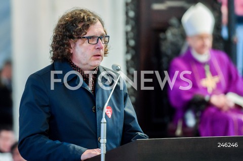  19.01.2019 GDANSK<br />CEREMONIA POGRZEBOWA ZAMORDOWANEGO PREZYDENTA GDANSKA PAWLA ADAMOWICZA W BAZYLICE MARIACKIEJ W GDANSKU<br />N/Z JACEK KARNOWSKI PREZYDENT SOPOTU<br /> 