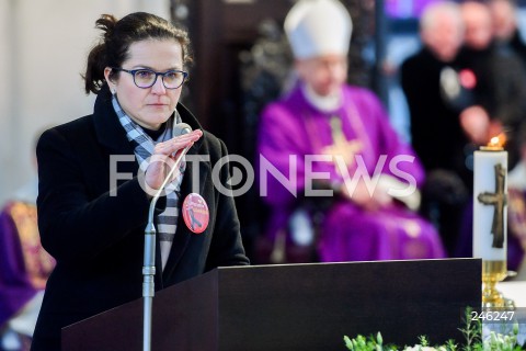  19.01.2019 GDANSK<br />CEREMONIA POGRZEBOWA ZAMORDOWANEGO PREZYDENTA GDANSKA PAWLA ADAMOWICZA W BAZYLICE MARIACKIEJ W GDANSKU<br />N/Z ALEKSANDRA DULKIEWICZ<br /> 