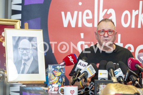  21.01.2019 WARSZAWA<br />KONFERENCJA PRASOWA WOSP<br />N/Z JERZY JUREK OWSIAK ZDJECIE PORTRET PAWEL ADAMOWICZ<br /> 