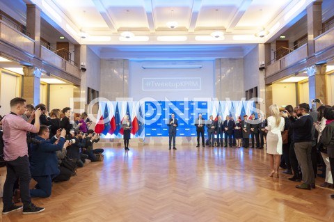  22.01.2019 WARSZAWA<br />#TWEETUP W KANCELARII PREZESA RADY MINISTROW<br />N/Z PREMIER MATEUSZ MORAWIECKI<br /> 