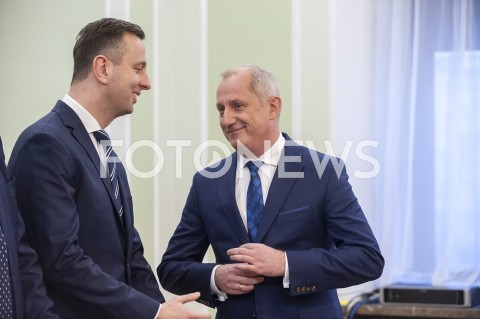  25.01.2019 WARSZAWA SEJM<br />SPOTKANIE PREMIERA Z PRZEDSTAWICIELAMI UGRUPOWAN OPOZYCYJNYCH<br />N/Z WLADYSLAW KOSINIAK KAMYSZ SLAWOMIR NEUMANN<br /> 