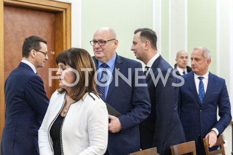 25.01.2019 WARSZAWA SEJM<br />SPOTKANIE PREMIERA Z PRZEDSTAWICIELAMI UGRUPOWAN OPOZYCYJNYCH<br />N/Z PREMIER MATEUSZ MORAWIECKI WLADYSLAW KOSINIAK KAMYSZ SLAWOMIR NEUMANN PIOTR ZGORZELSKI MALGORZATA ZWIERCAN<br /> 