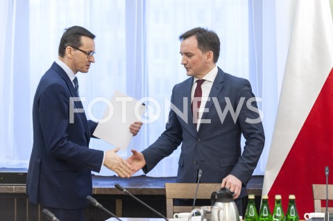  25.01.2019 WARSZAWA SEJM<br />SPOTKANIE PREMIERA Z PRZEDSTAWICIELAMI UGRUPOWAN OPOZYCYJNYCH<br />N/Z PREMIER MATEUSZ MORAWIECKI ZBIGNIEW ZIOBRO<br /> 