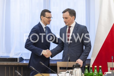  25.01.2019 WARSZAWA SEJM<br />SPOTKANIE PREMIERA Z PRZEDSTAWICIELAMI UGRUPOWAN OPOZYCYJNYCH<br />N/Z PREMIER MATEUSZ MORAWIECKI ZBIGNIEW ZIOBRO<br /> 