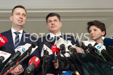  25.01.2019 WARSZAWA SEJM<br />SPOTKANIE PREMIERA Z PRZEDSTAWICIELAMI UGRUPOWAN OPOZYCYJNYCH<br />N/Z WLADYSLAW KOSINIAK KAMYSZ PAWEL PUDLOWSKI MONIKA ROSA<br /> 