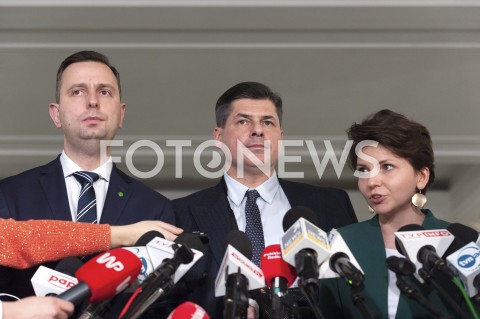  25.01.2019 WARSZAWA SEJM<br />SPOTKANIE PREMIERA Z PRZEDSTAWICIELAMI UGRUPOWAN OPOZYCYJNYCH<br />N/Z WLADYSLAW KOSINIAK KAMYSZ PAWEL PUDLOWSKI MONIKA ROSA<br /> 