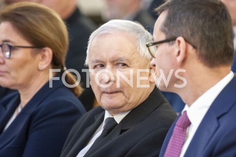  26.01.2019 WARSZAWA<br />KONFERENCJA KLUBU PARLAMENTARNEGO PIS ZASADY PROWADZENIA POLITYKI ROZWOJU W POLSCE<br />N/Z PREZES JAROSLAW KACZYNSKI PREMIER MATEUSZ MORAWIECKI<br /> 