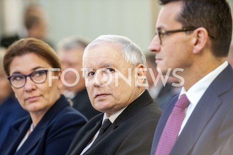  26.01.2019 WARSZAWA<br />KONFERENCJA KLUBU PARLAMENTARNEGO PIS ZASADY PROWADZENIA POLITYKI ROZWOJU W POLSCE<br />N/Z PREZES JAROSLAW KACZYNSKI PREMIER MATEUSZ MORAWIECKI BEATA MAZUREK<br /> 