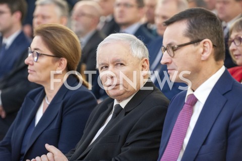  26.01.2019 WARSZAWA<br />KONFERENCJA KLUBU PARLAMENTARNEGO PIS ZASADY PROWADZENIA POLITYKI ROZWOJU W POLSCE<br />N/Z PREZES JAROSLAW KACZYNSKI PREMIER MATEUSZ MORAWIECKI BEATA MAZUREK<br /> 