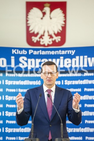  26.01.2019 WARSZAWA<br />KONFERENCJA KLUBU PARLAMENTARNEGO PIS ZASADY PROWADZENIA POLITYKI ROZWOJU W POLSCE<br />N/Z PREMIER MATEUSZ MORAWIECKI<br /> 