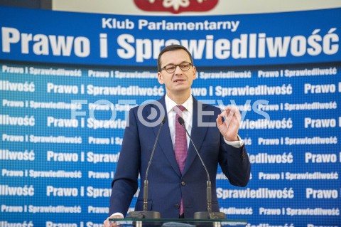  26.01.2019 WARSZAWA<br />KONFERENCJA KLUBU PARLAMENTARNEGO PIS ZASADY PROWADZENIA POLITYKI ROZWOJU W POLSCE<br />N/Z PREMIER MATEUSZ MORAWIECKI<br /> 
