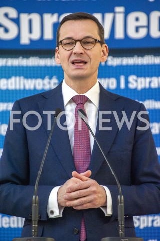 26.01.2019 WARSZAWA<br />KONFERENCJA KLUBU PARLAMENTARNEGO PIS ZASADY PROWADZENIA POLITYKI ROZWOJU W POLSCE<br />N/Z PREMIER MATEUSZ MORAWIECKI<br /> 