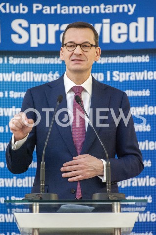  26.01.2019 WARSZAWA<br />KONFERENCJA KLUBU PARLAMENTARNEGO PIS ZASADY PROWADZENIA POLITYKI ROZWOJU W POLSCE<br />N/Z PREMIER MATEUSZ MORAWIECKI<br /> 