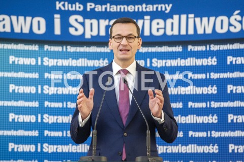  26.01.2019 WARSZAWA<br />KONFERENCJA KLUBU PARLAMENTARNEGO PIS ZASADY PROWADZENIA POLITYKI ROZWOJU W POLSCE<br />N/Z PREMIER MATEUSZ MORAWIECKI<br /> 