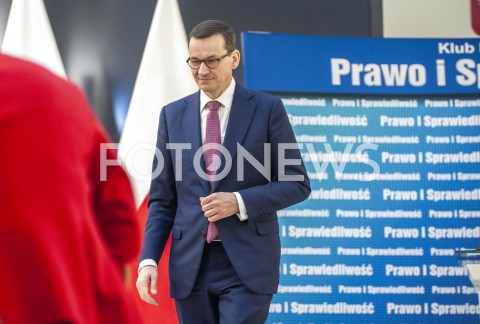  26.01.2019 WARSZAWA<br />KONFERENCJA KLUBU PARLAMENTARNEGO PIS ZASADY PROWADZENIA POLITYKI ROZWOJU W POLSCE<br />N/Z PREMIER MATEUSZ MORAWIECKI<br /> 