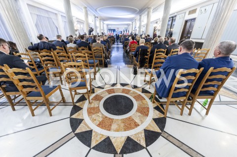  26.01.2019 WARSZAWA<br />KONFERENCJA KLUBU PARLAMENTARNEGO PIS ZASADY PROWADZENIA POLITYKI ROZWOJU W POLSCE<br />N/Z UCZESTNICY WYDARZENIA SALA KOLUMNOWA<br /> 