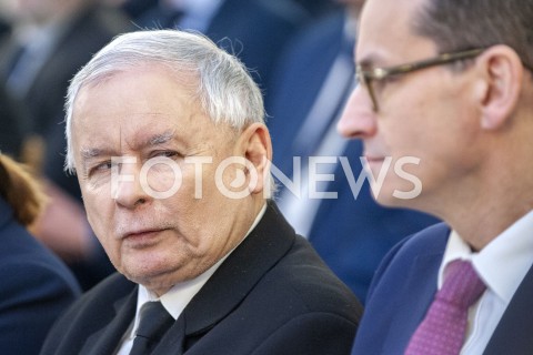  26.01.2019 WARSZAWA<br />KONFERENCJA KLUBU PARLAMENTARNEGO PIS ZASADY PROWADZENIA POLITYKI ROZWOJU W POLSCE<br />N/Z PREZES JAROSLAW KACZYNSKI PREMIER MATEUSZ MORAWIECKI<br /> 