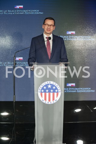  30.01.2019 WARSZAWA<br />OBCHODY 100 LAT RELACJI DYPLOMATYCZNYCH MIEDZY STANAMI ZJEDNOCZONYMI AMERYKI POLNOCNEJ A POLSKA<br />N/Z PREMIER MATEUSZ MORAWIECKI<br /> 