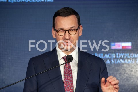  30.01.2019 WARSZAWA<br />OBCHODY 100 LAT RELACJI DYPLOMATYCZNYCH MIEDZY STANAMI ZJEDNOCZONYMI AMERYKI POLNOCNEJ A POLSKA<br />N/Z PREMIER MATEUSZ MORAWIECKI<br /> 