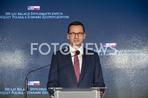  30.01.2019 WARSZAWA<br />OBCHODY 100 LAT RELACJI DYPLOMATYCZNYCH MIEDZY STANAMI ZJEDNOCZONYMI AMERYKI POLNOCNEJ A POLSKA<br />N/Z PREMIER MATEUSZ MORAWIECKI<br /> 