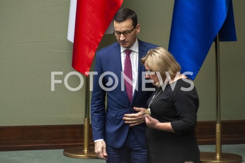  30.01.2019 WARSZAWA SEJM<br />POSIEDZENIE SEJMU<br />N/Z PREMIER MATEUSZ MORAWIECKI BEATA KEMPA<br /> 