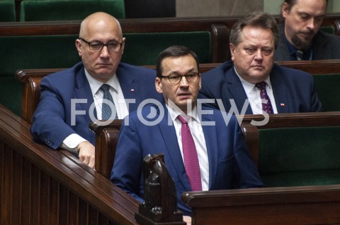  30.01.2019 WARSZAWA SEJM<br />POSIEDZENIE SEJMU<br />N/Z PREMIER MATEUSZ MORAWIECKI JOACHIM BRUDZINSKI JAROSLAW ZIELINSKI<br /> 