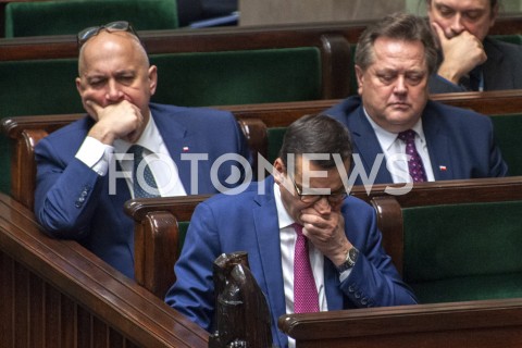 30.01.2019 WARSZAWA SEJM<br />POSIEDZENIE SEJMU<br />N/Z PREMIER MATEUSZ MORAWIECKI JOACHIM BRUDZINSKI JAROSLAW ZIELINSKI<br /> 