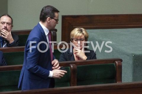  30.01.2019 WARSZAWA SEJM<br />POSIEDZENIE SEJMU<br />N/Z JOZEFA SZCZUREK ZELAZKO PREMIER MATEUSZ MORAWIECKI<br /> 