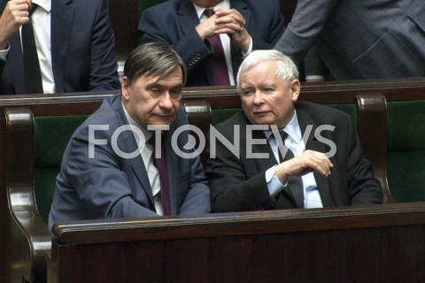  30.01.2019 WARSZAWA SEJM<br />POSIEDZENIE SEJMU<br />N/Z JAROSLAW KACZYNSKI ANDRZEJ GAWRON<br /> 