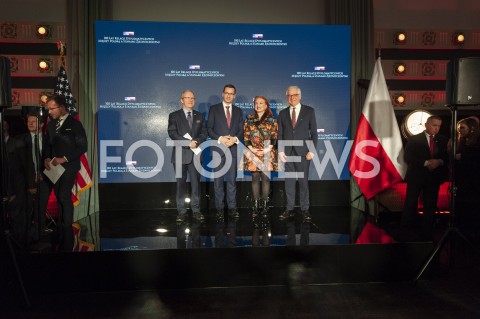  30.01.2019 WARSZAWA<br />OBCHODY 100 LAT RELACJI DYPLOMATYCZNYCH MIEDZY STANAMI ZJEDNOCZONYMI AMERYKI POLNOCNEJ A POLSKA<br />N/Z GEORGETTE MOSBACHER PREMIER MATEUSZ MORAWIECKI KRZYSZTOF SZCZERSKI JACEK CZAPUTOWICZ<br /> 