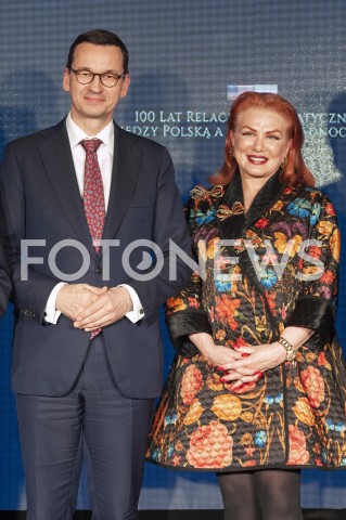  30.01.2019 WARSZAWA<br />OBCHODY 100 LAT RELACJI DYPLOMATYCZNYCH MIEDZY STANAMI ZJEDNOCZONYMI AMERYKI POLNOCNEJ A POLSKA<br />N/Z GEORGETTE MOSBACHER PREMIER MATEUSZ MORAWIECKI<br /> 