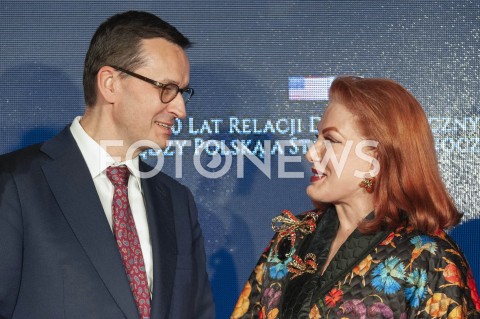  30.01.2019 WARSZAWA<br />OBCHODY 100 LAT RELACJI DYPLOMATYCZNYCH MIEDZY STANAMI ZJEDNOCZONYMI AMERYKI POLNOCNEJ A POLSKA<br />N/Z GEORGETTE MOSBACHER PREMIER MATEUSZ MORAWIECKI<br /> 