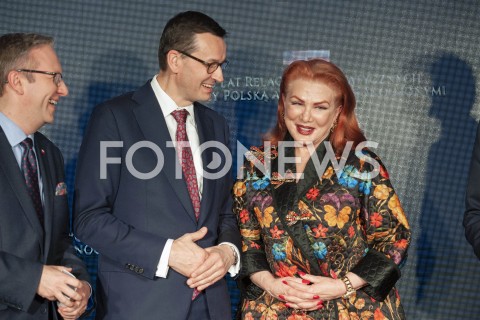  30.01.2019 WARSZAWA<br />OBCHODY 100 LAT RELACJI DYPLOMATYCZNYCH MIEDZY STANAMI ZJEDNOCZONYMI AMERYKI POLNOCNEJ A POLSKA<br />N/Z GEORGETTE MOSBACHER PREMIER MATEUSZ MORAWIECKI KRZYSZTOF SZCZERSKI<br /> 
