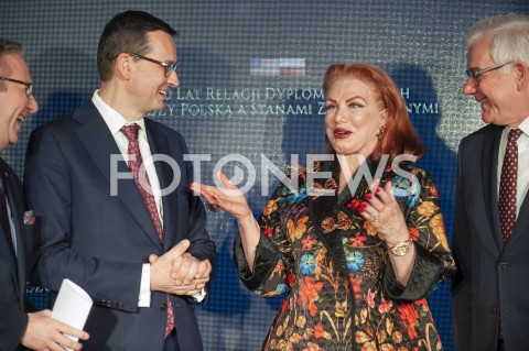  30.01.2019 WARSZAWA<br />OBCHODY 100 LAT RELACJI DYPLOMATYCZNYCH MIEDZY STANAMI ZJEDNOCZONYMI AMERYKI POLNOCNEJ A POLSKA<br />N/Z GEORGETTE MOSBACHER PREMIER MATEUSZ MORAWIECKI KRZYSZTOF SZCZERSKI JACEK CZAPUTOWICZ<br /> 
