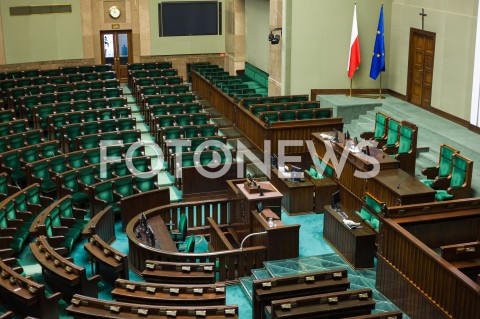  30.01.2019 WARSZAWA SEJM<br />POSIEDZENIE SEJMU<br />N/Z PUSTA SALA POSIEDZIEN SEJMU WIDOK VIEW<br /> 
