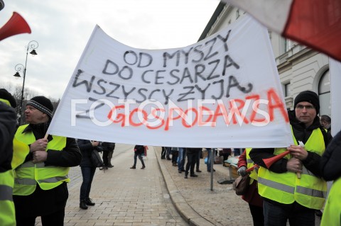  06.02.2019 WARSZAWA<br />PROTEST ROLNIKOW POD PALACEM PREZYDENCKIM<br />N/Z PROTESTUJACY<br /> 
