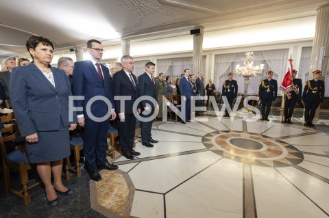  08.02.2019 WARSZAWA SEJM<br />OBCHODY 100LECIA PARLAMENTARYZMU<br />N/Z HALINA SZYMANSKA PREMIER MATEUSZ MORAWIECKI STANISLAW KARCZEWSKI MAREK KUCHCINSKI <br /> 